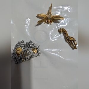 Vintage Gold and Silver Animal Brooch Set